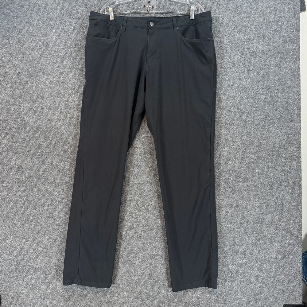 Lululemon ABC Pants Men 38 Black Slim Fit Technical Stretch Performance Trousers